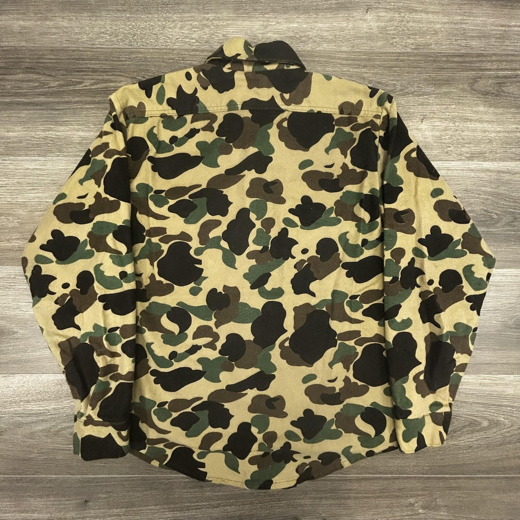 Vintage 70s Duck Camo Chamois Cloth Shirt Mens Medium Five Brothers Made in USA