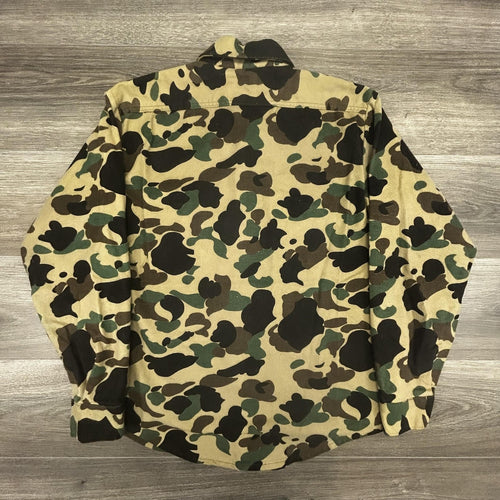 Vintage 70s Duck Camo Chamois Cloth Shirt Mens Medium Five Brothers Made in USA