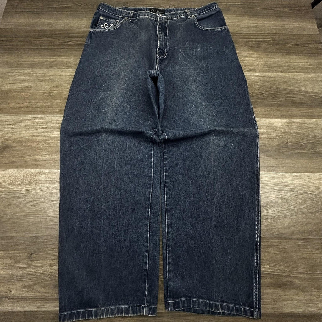 Vintage Sean John Jeans Mens 38x32 Dark Wash Baggy Wide Leg Hip Hop Diddy Y2K