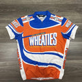 Wheaties Cycling Jersey Mens Large Orange Pearl Izumi 1/4 Zip Pockets Bike Top