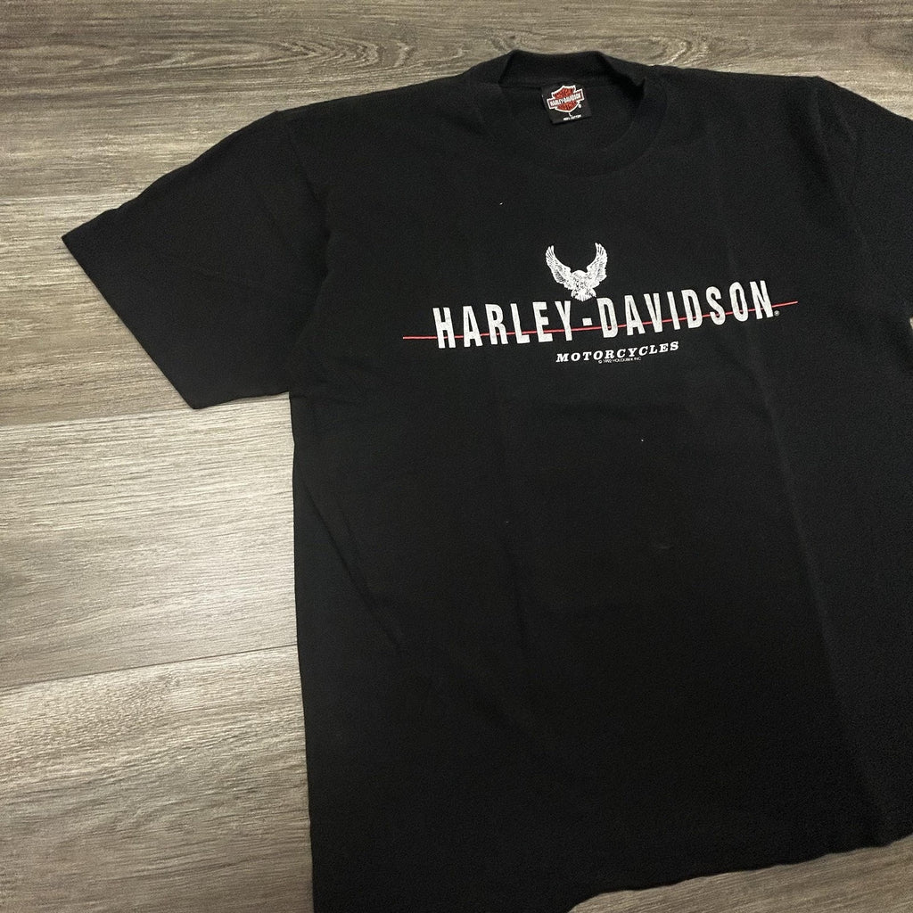 Vintage Harley Davidson Shirt Mens Large Black Black Hills Single Stitch 90s USA