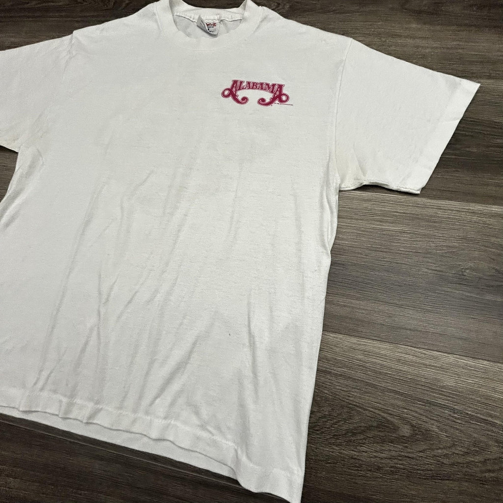 Vintage Alabama Shirt Mens Large White Pass It On Down Tour 1990 90s Made USA