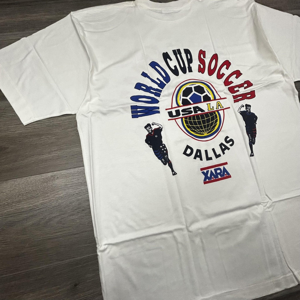 Vintage World Cup Shirt Mens Large White Dallas LA XARA Soccer Deadstock USA 90s