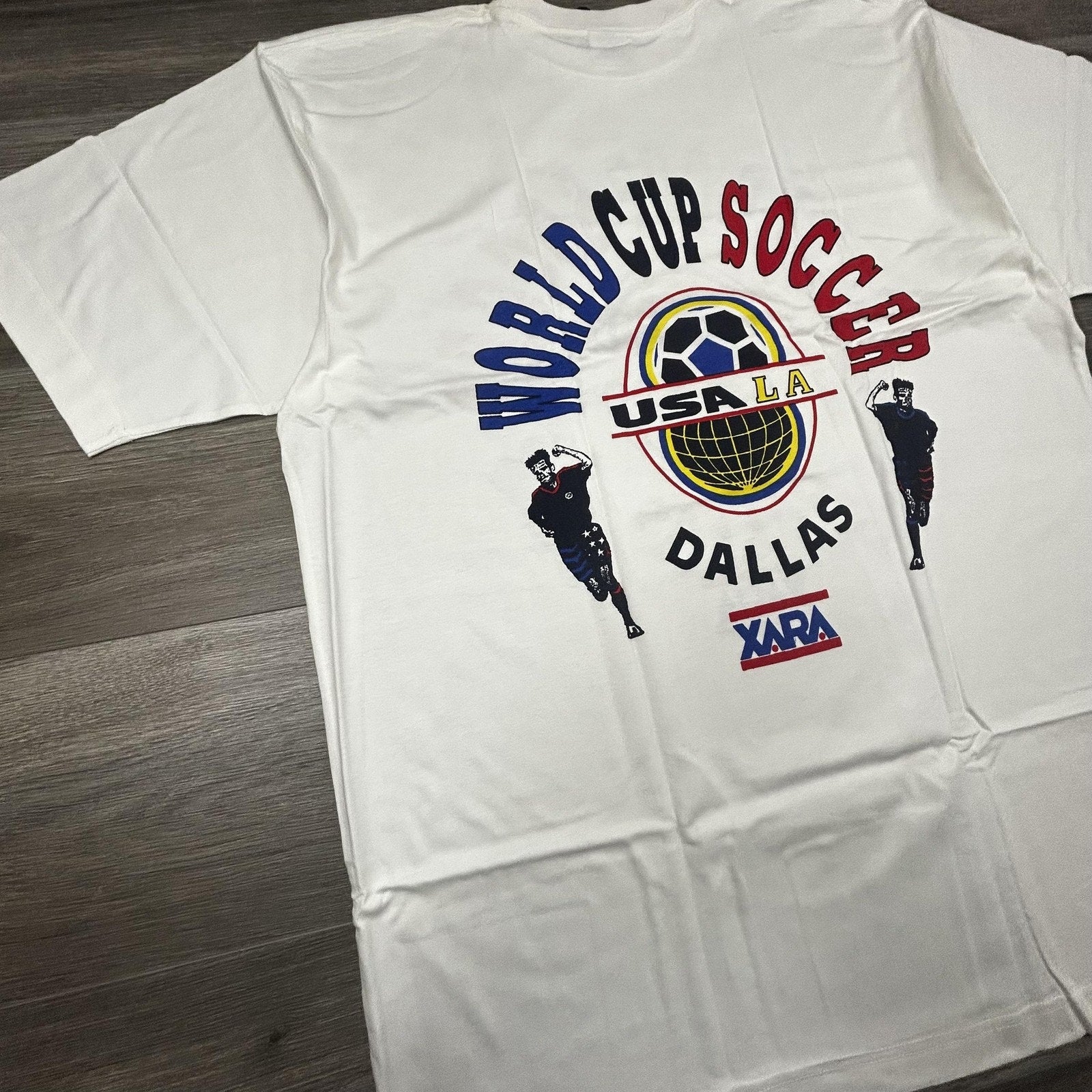Vintage World Cup Shirt Mens Large White Dallas LA XARA Soccer Deadstock USA 90s