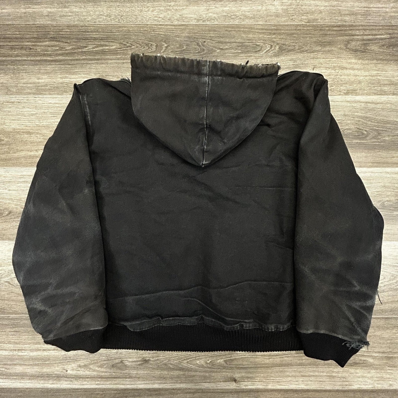 Vintage Carhartt Jacket Mens 2XL Black Hooded Canvas Faded Thrashed J04 BLK 90s