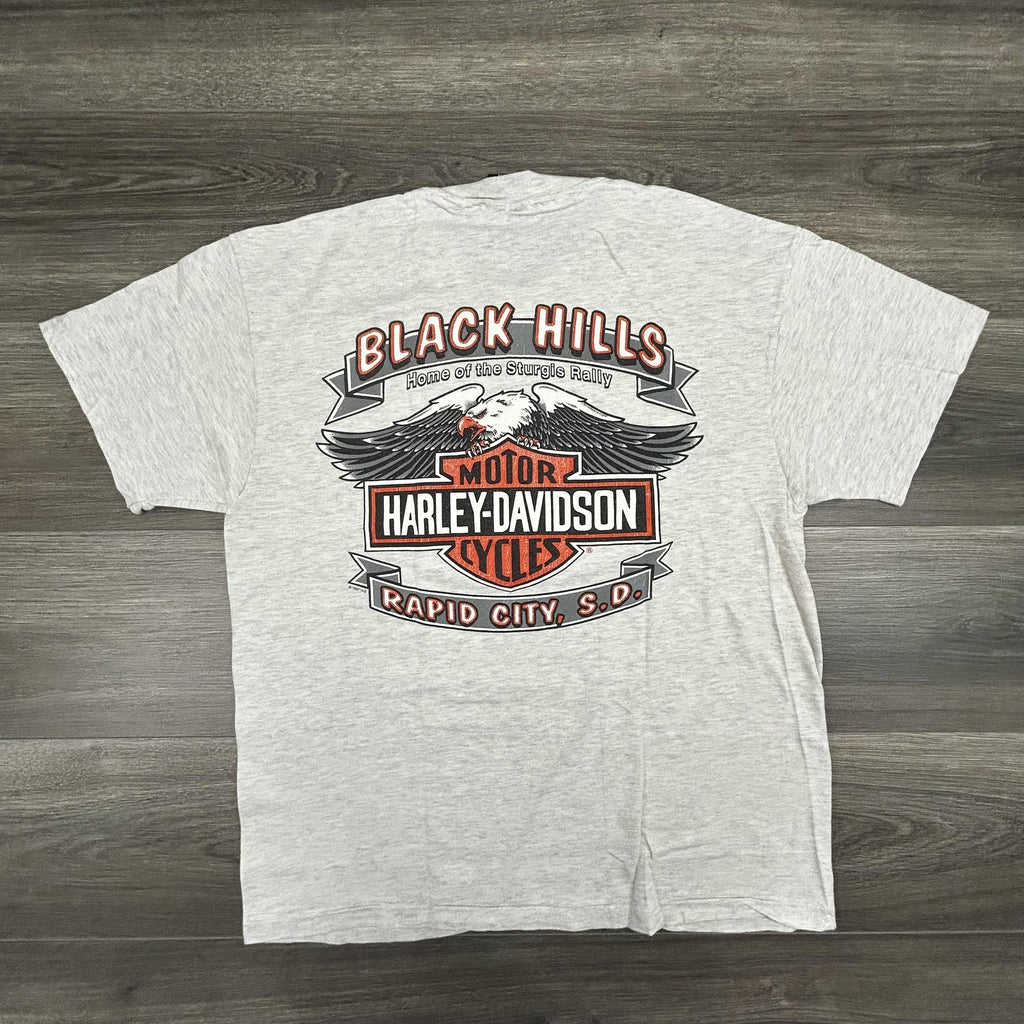 Vintage Harley Davidson Shirt Mens Large Gray Sturgis Eagle Skull 1997 90s USA