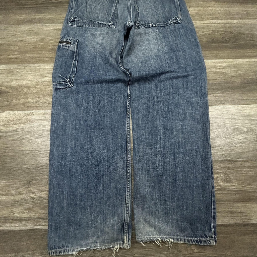 Vintage Guess Cargo Jeans Mens 32x32 Blue Wide Leg Carpenter Baggy Denim Y2K