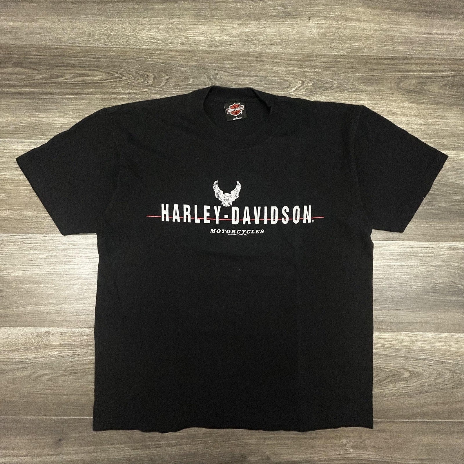 Vintage Harley Davidson Shirt Mens Large Black Black Hills Single Stitch 90s USA