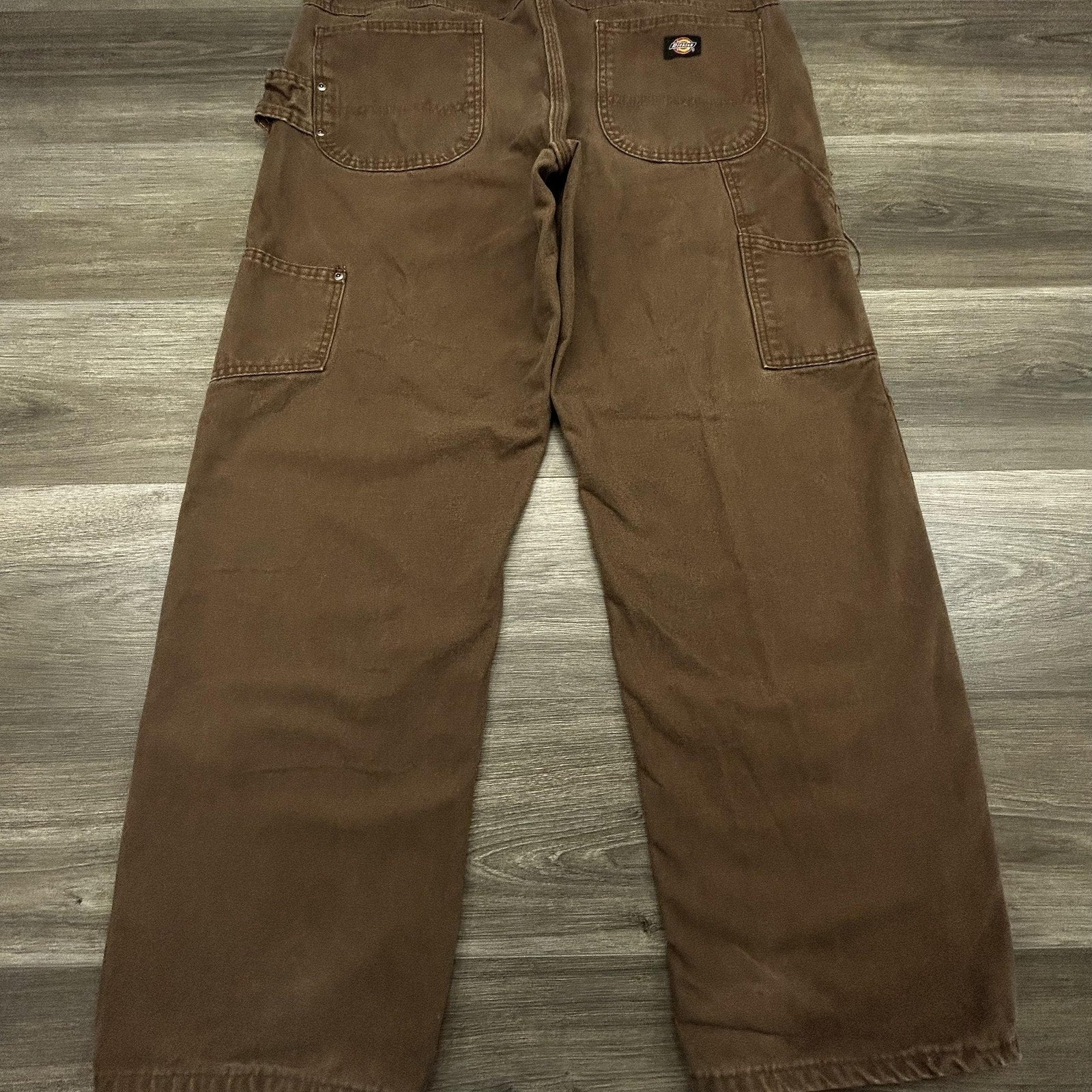 Dickies Carpenter Pants Mens 38x30 Brown Canvas Workwear Baggy Faded Skater Y2K