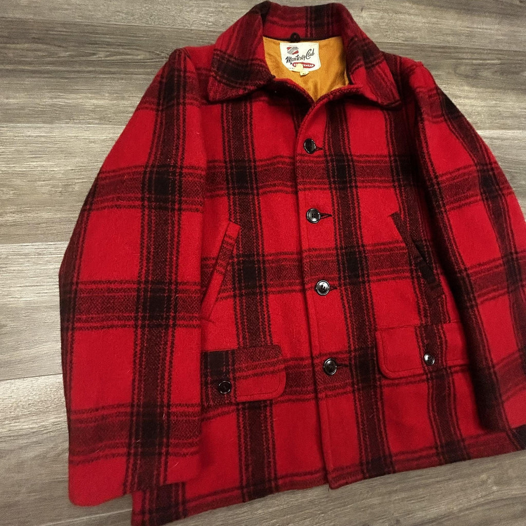 Vintage 50s Monterey Club Wool Coat Mens 40 buffalo Plaid Hunting Mackinaw USA