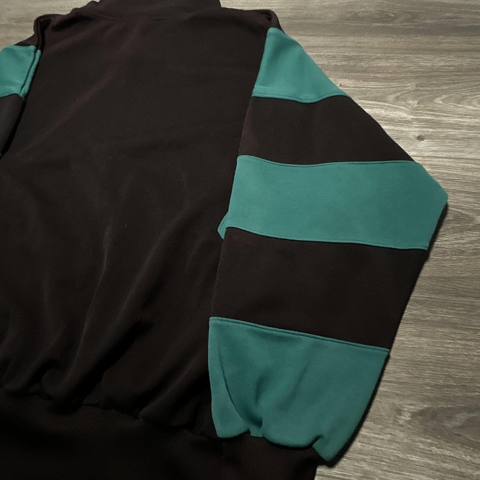 Vintage Adidas Sweatshirt Mens 2XL Black Teal 1/4 Zip Striped Center Logo 90s