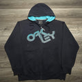 Vintage Oakley Software Hoodie Mens Large Blue Full Zip Tech Gorp RARE Y2K