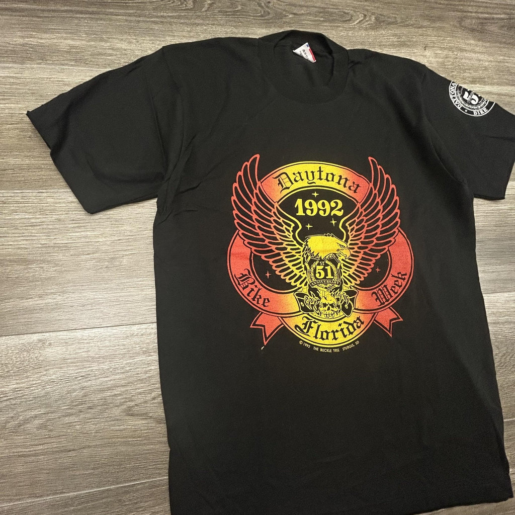 Vintage Daytona Bike Week Shirt Mens Large Black Eagle Single Stitch 90s USA