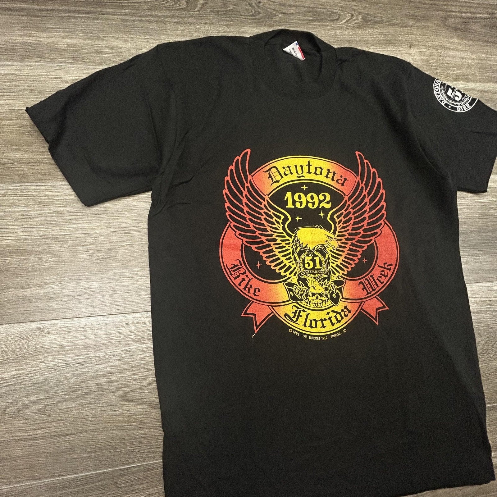 Vintage Daytona Bike Week Shirt Mens Large Black Eagle Single Stitch 90s USA
