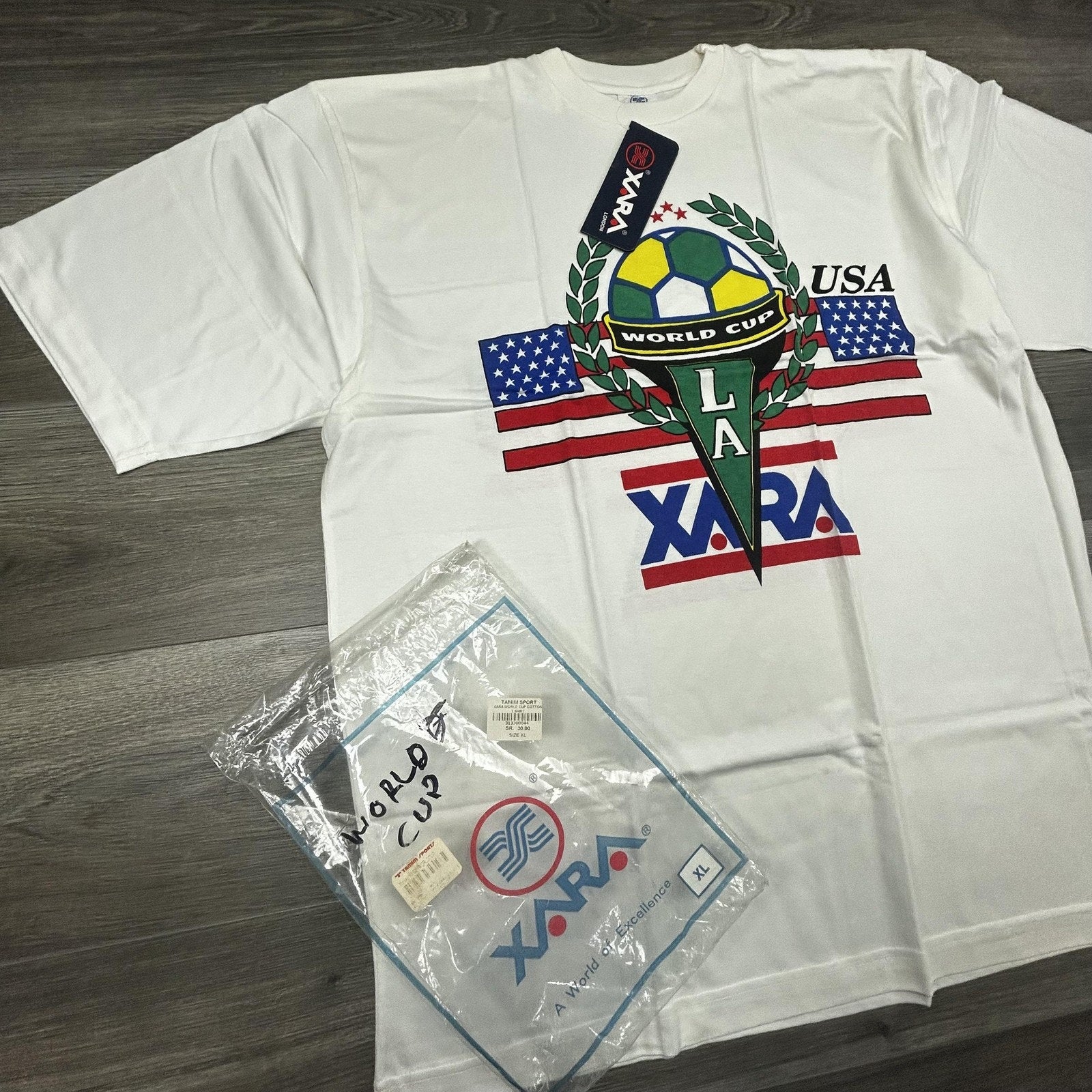 Vintage World Cup Shirt Mens XL White Team USA Los Angeles Soccer Xara 90s USA