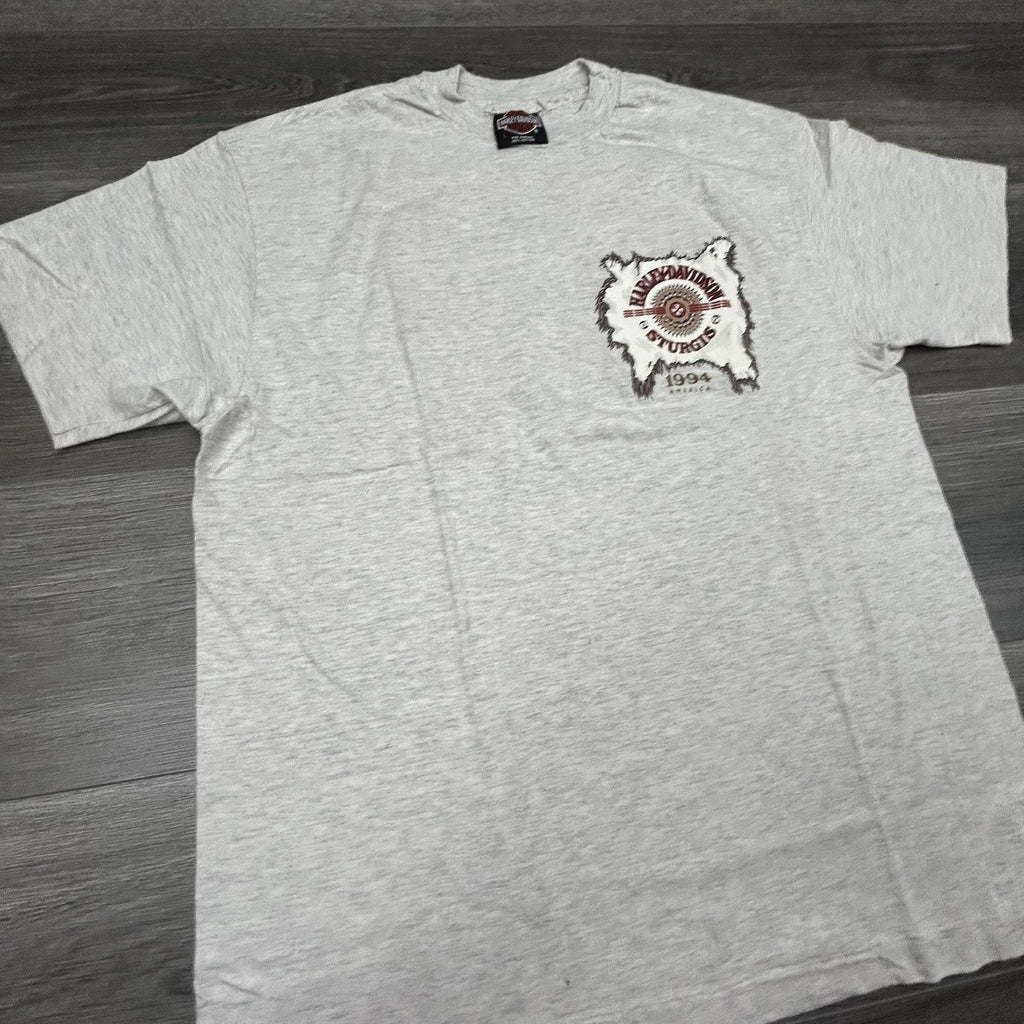Vintage Harley Davidson Sturgis Shirt Mens Large Gray 1994 Native American 90s