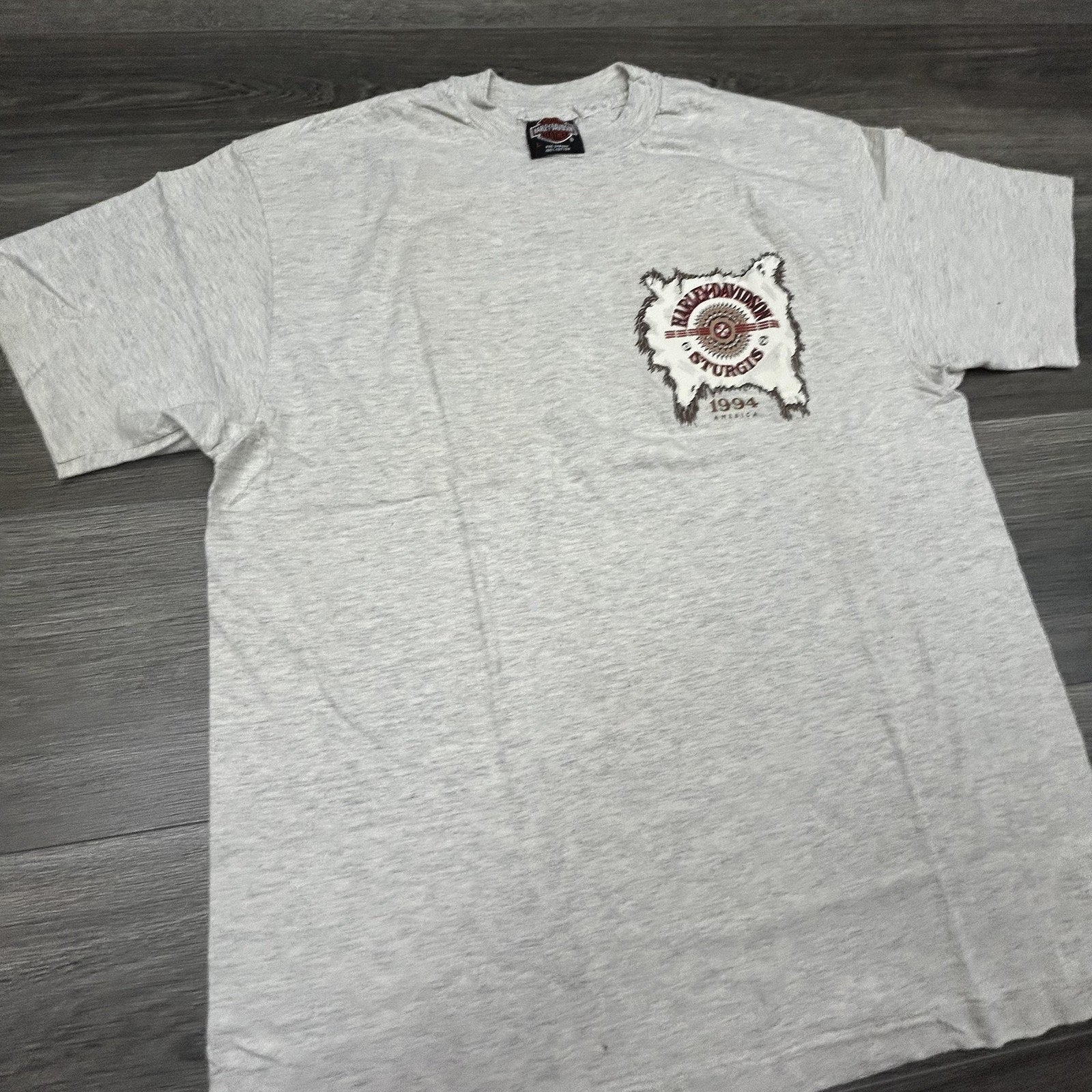 Vintage Harley Davidson Sturgis Shirt Mens Large Gray 1994 Native American 90s