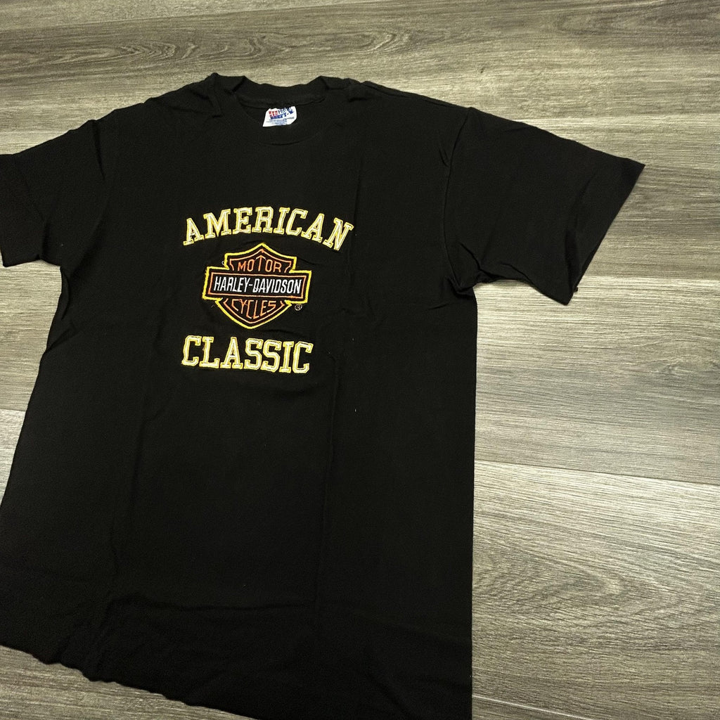 Vintage 80s Harley Davidson Shirt Men Medium Black Embroidered Single Stitch USA