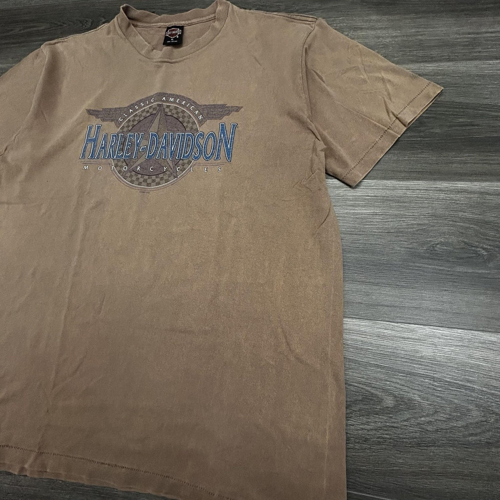 Vintage 90s Harley Davidson Shirt Mens XL Brown Single Stitch 1997 Made in USA