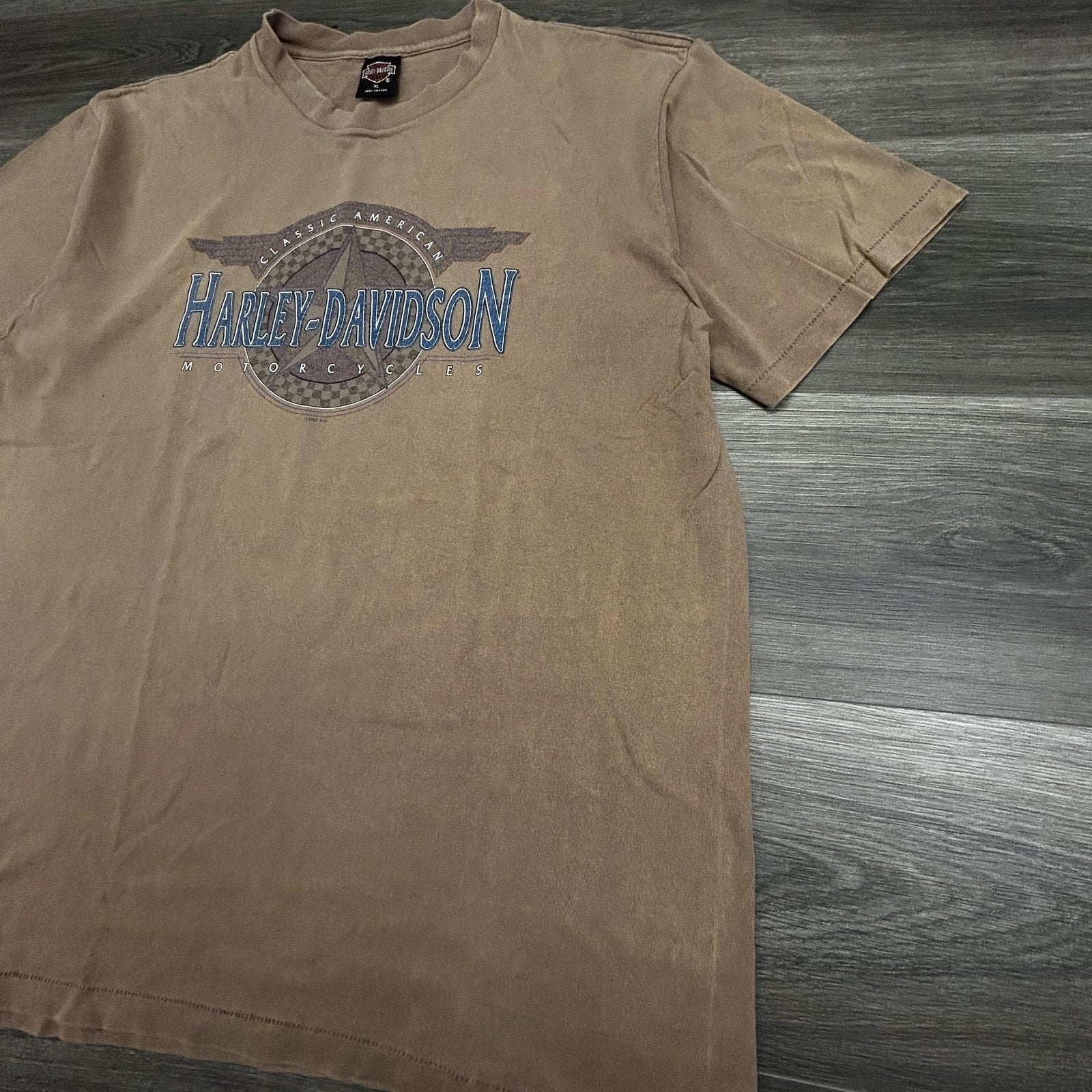 Vintage 90s Harley Davidson Shirt Mens XL Brown Single Stitch 1997 Made in USA
