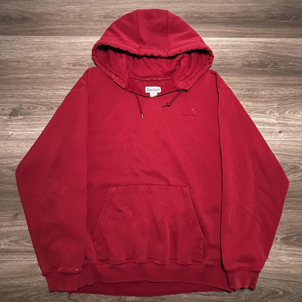 Vintage Carhartt Hoodie Mens XL Red Embroidered Logo Faded Skater K184 Y2K