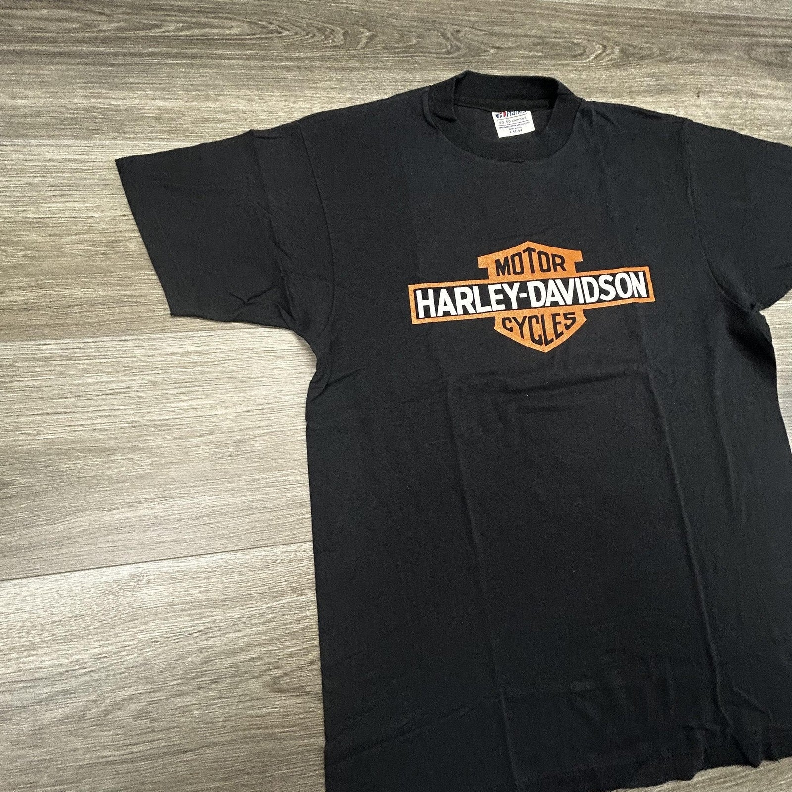 Vintage 80s Harley Davidson Shirt Mens Large Black Single Stitch Eagle Made USA