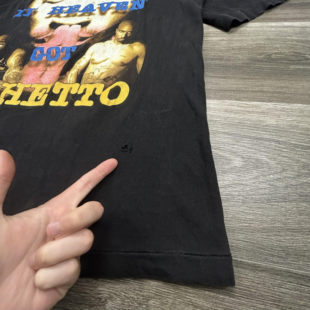 Vintage Tupac Rap Tee Shirt Mens XL Black 2Pac All Eyez On Me Heaven Ghetto RARE