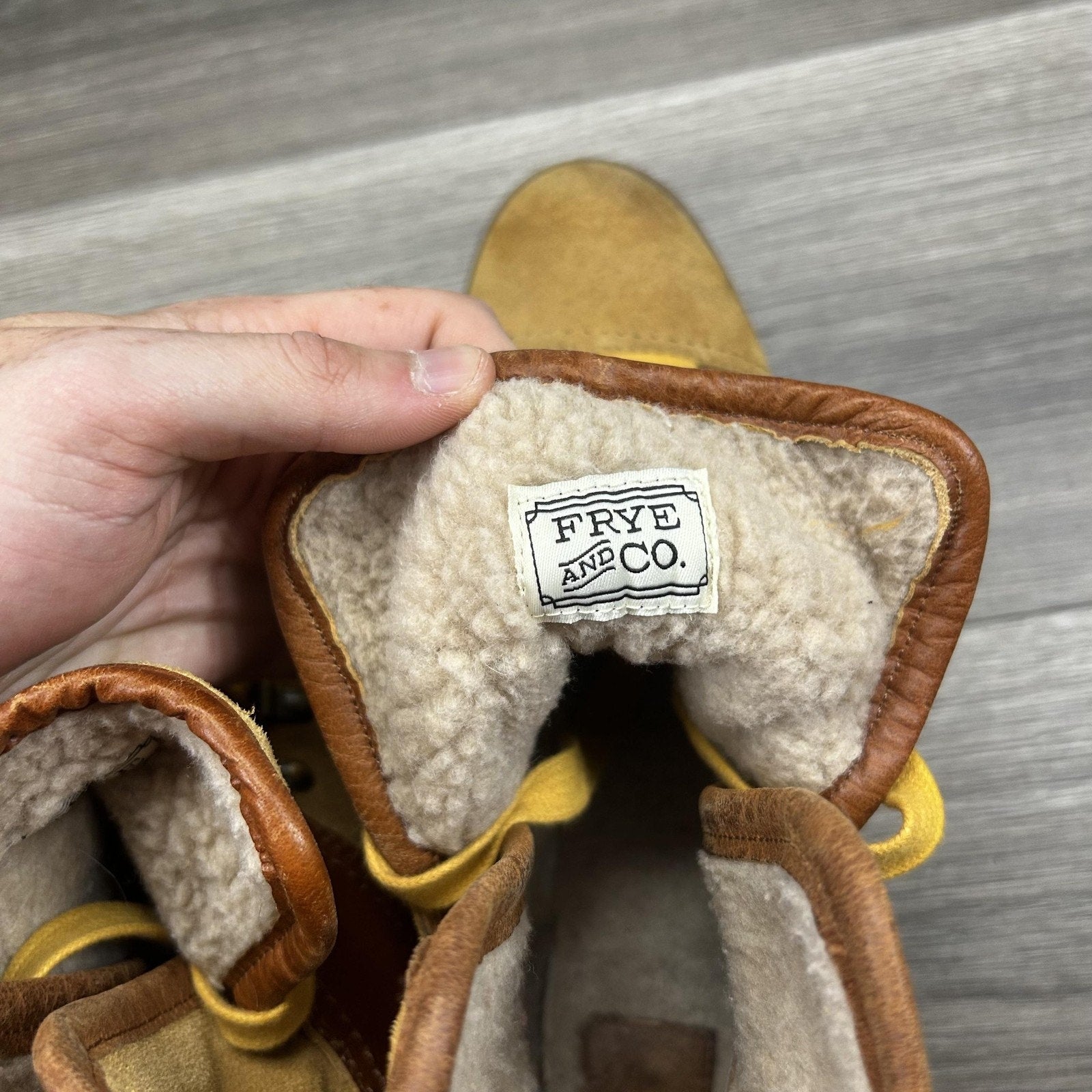 Frye Anise Hiker Boots Womens 8 Brown Suede Shearling Lined Hiking Lug Sole