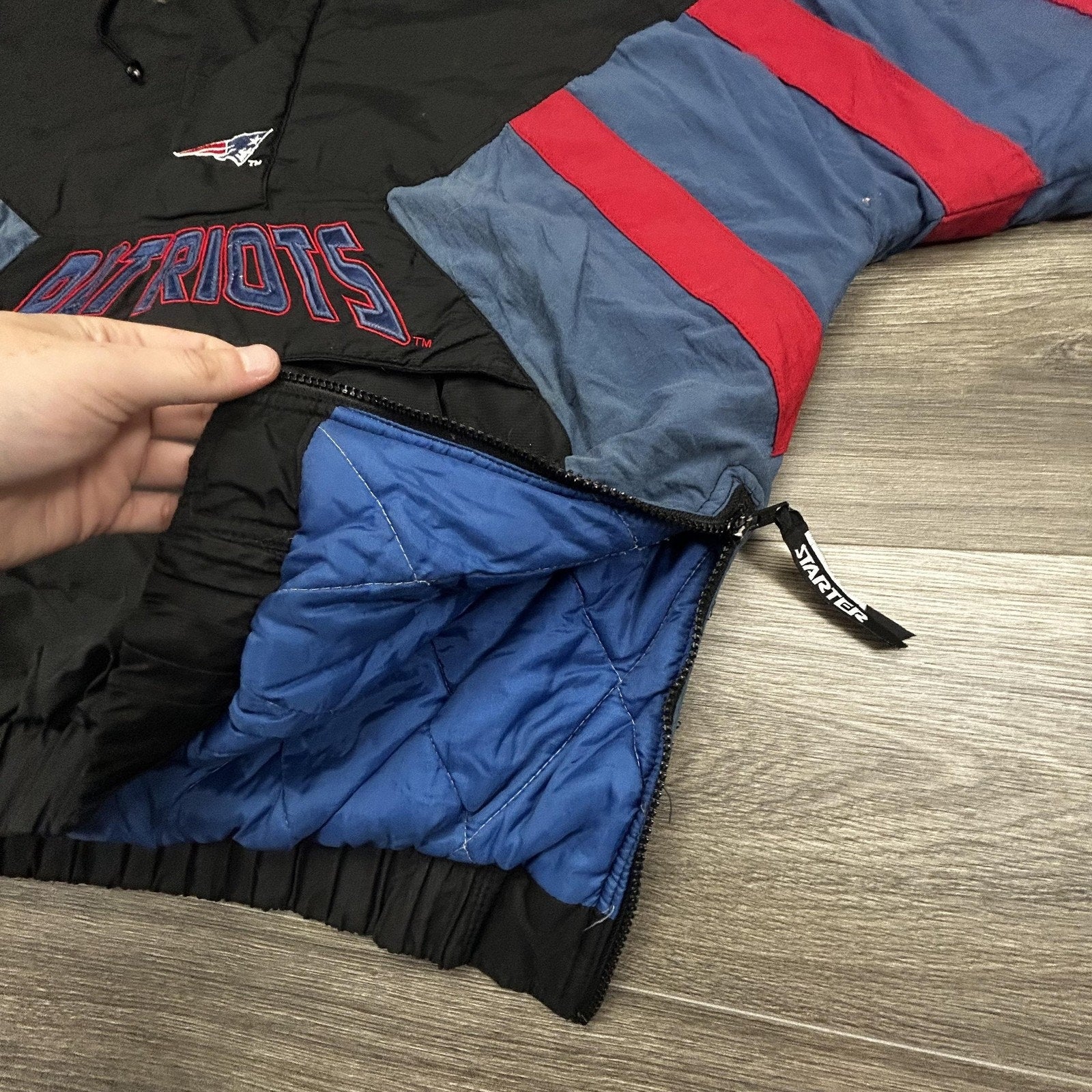 Vintage Starter New England Patriots Jacket Mens XL Black NFL Football 90s RARE