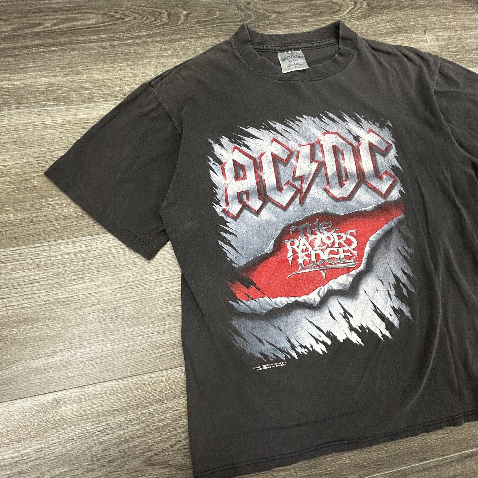 Vintage AC/DC The Razors Edge Shirt Mens Fits Small (L) Black Brockum 1990 USA