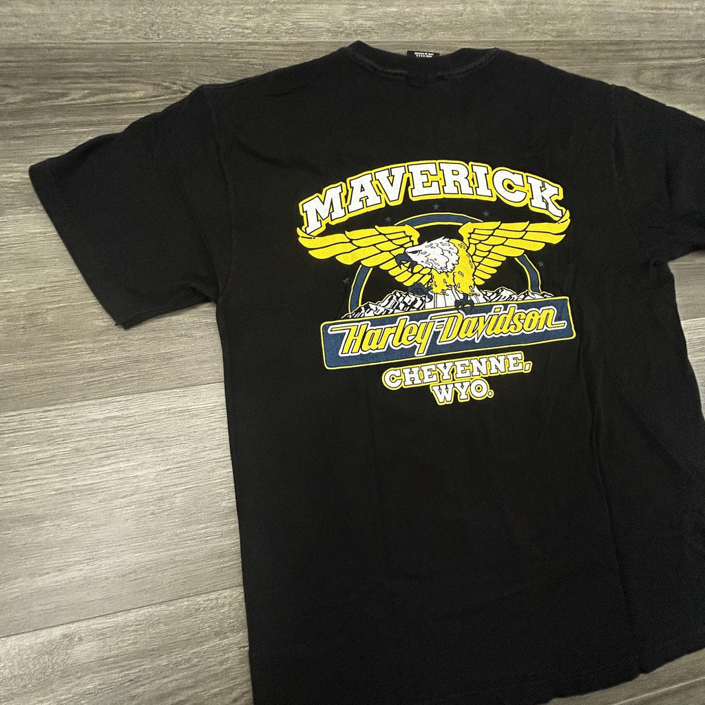 Vintage Harley Davidson Shirt Mens Large Black Eagle Pocket Single Stitch 90s