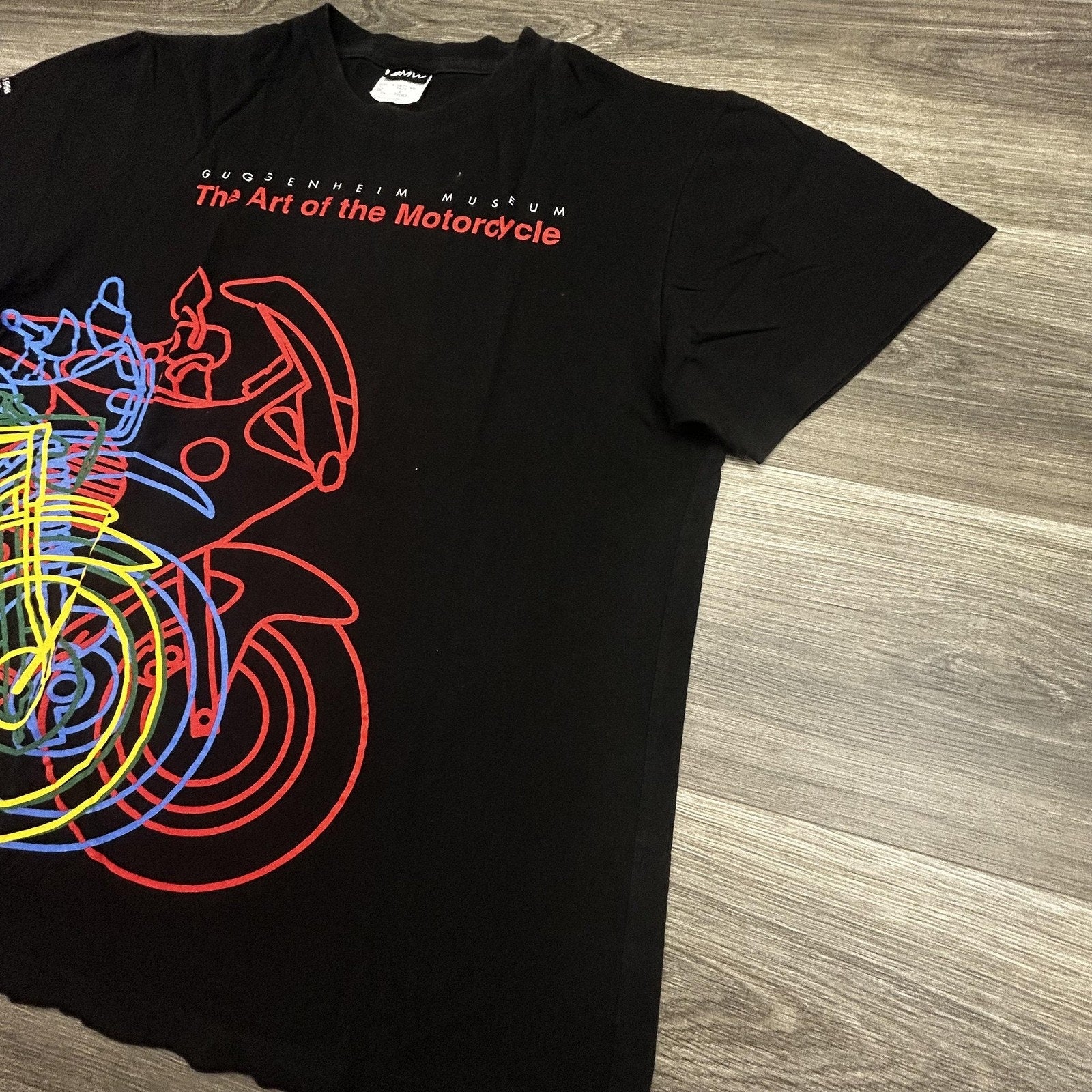 Vintage BMW Motorcycle Guggenheim Museum Shirt Mens Large Black Neon 90s Canada