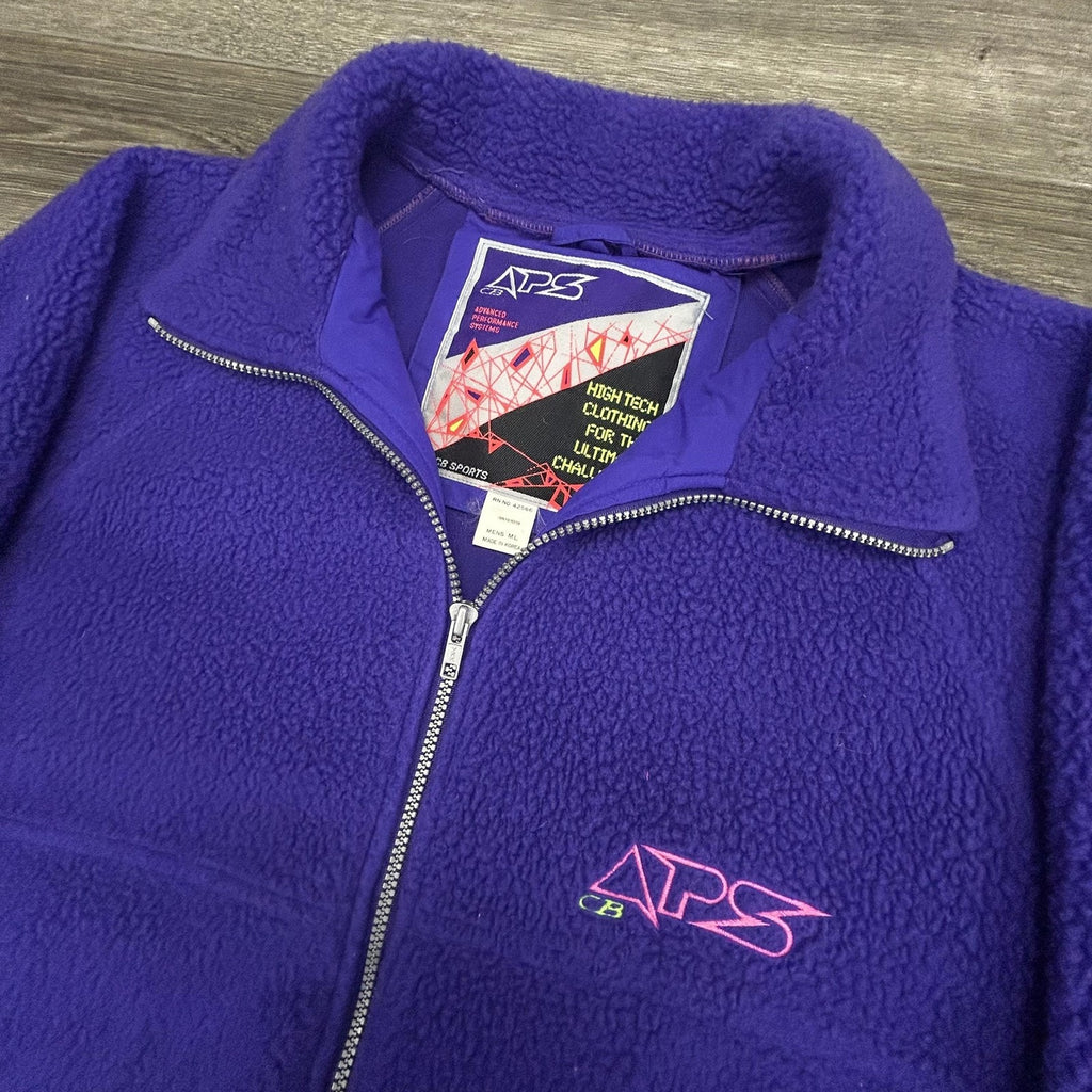 Vintage 90s Ski Bomber Jacket Mens Large Purple Fleece Full Zip Deep Pile Sherpa