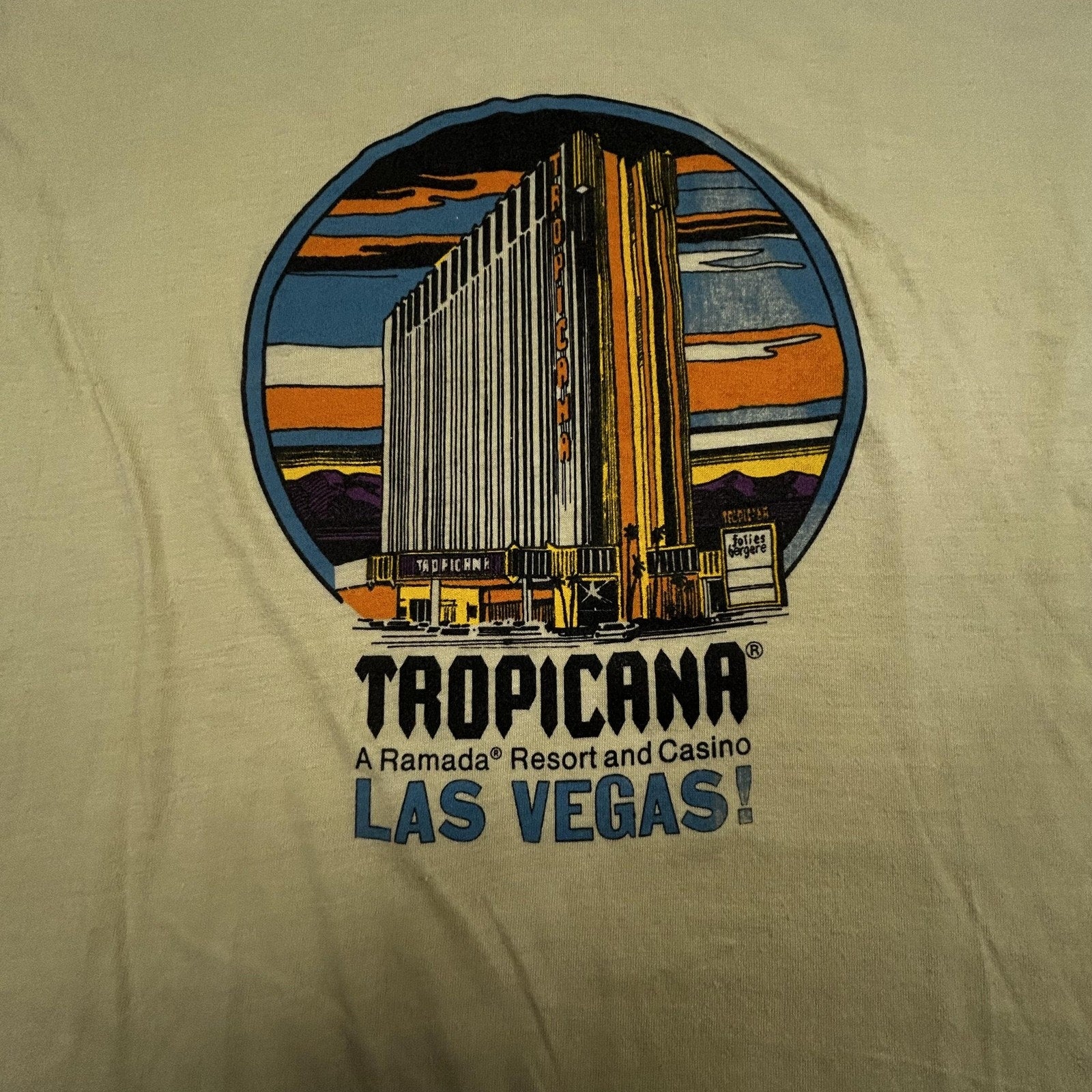 Vintage 80s Tropicana Las Vegas Shirt Mens Large Casino Faded Paper Thin USA