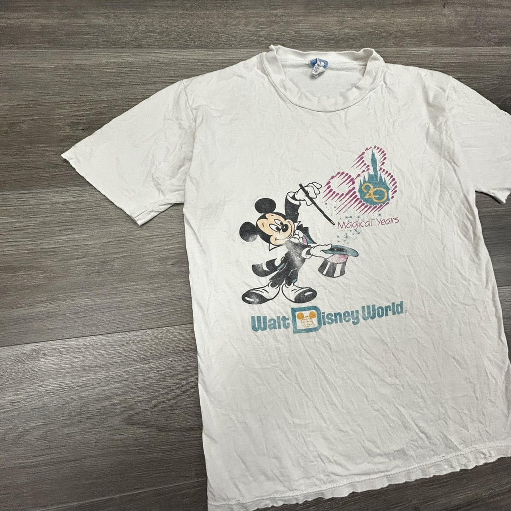 Vintage 80s Disney Mickey Mouse Shirt Mens Medium White 20 Magical Years USA
