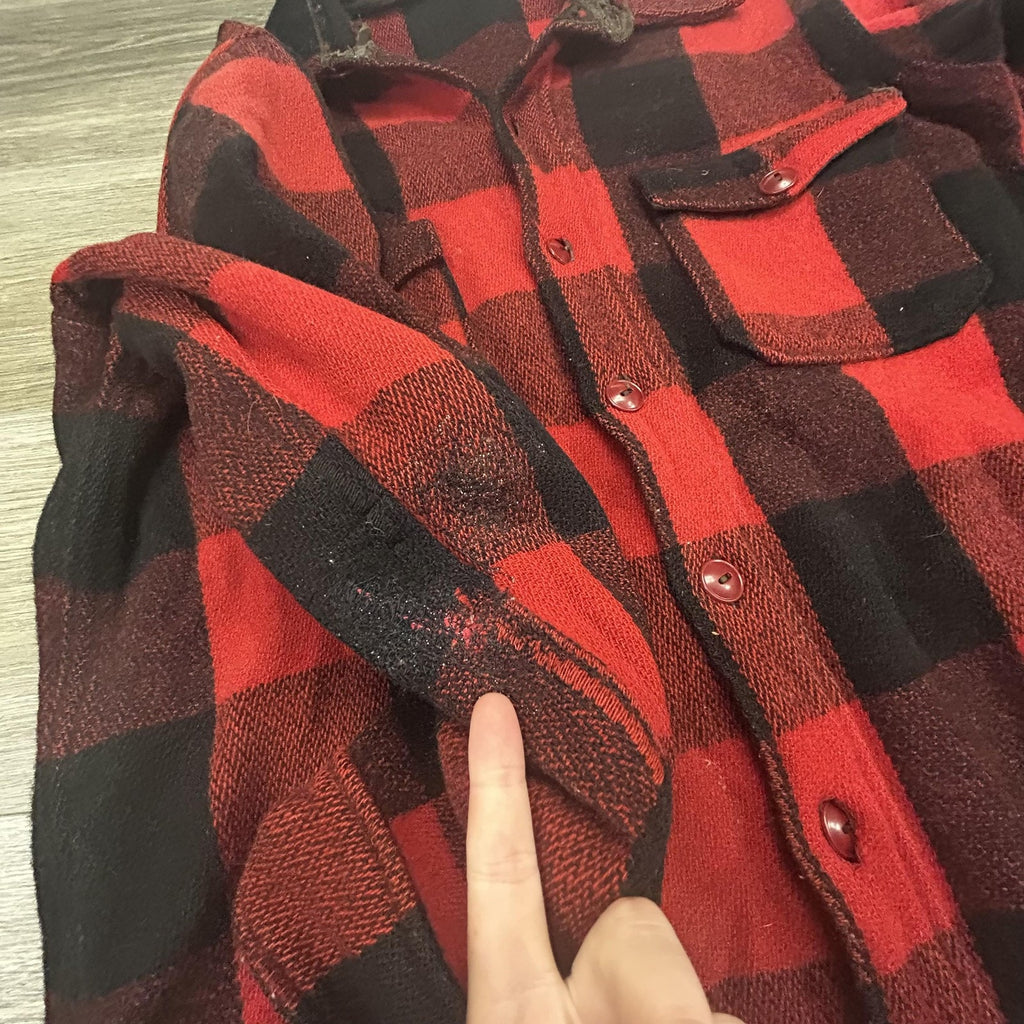 True Vintage 50s Woolrich Flannel Shirt Jacket Mens Medium Buffalo Plaid USA
