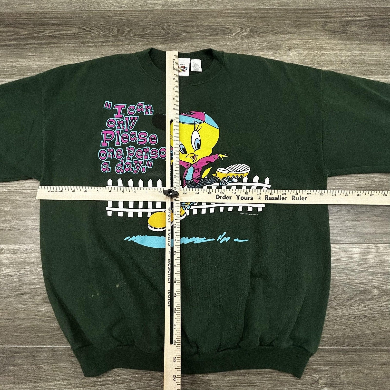Vintage Looney Tunes Tweety Sweatshirt Mens XL Green I Can Only Please 90s