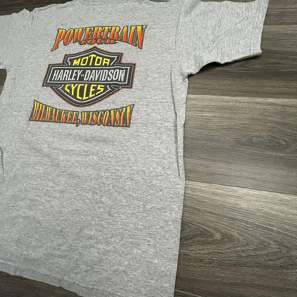 Vintage Harley Davidson Shirt Mens Large Gray Eagle Powertrain Tour 1999 USA 90s