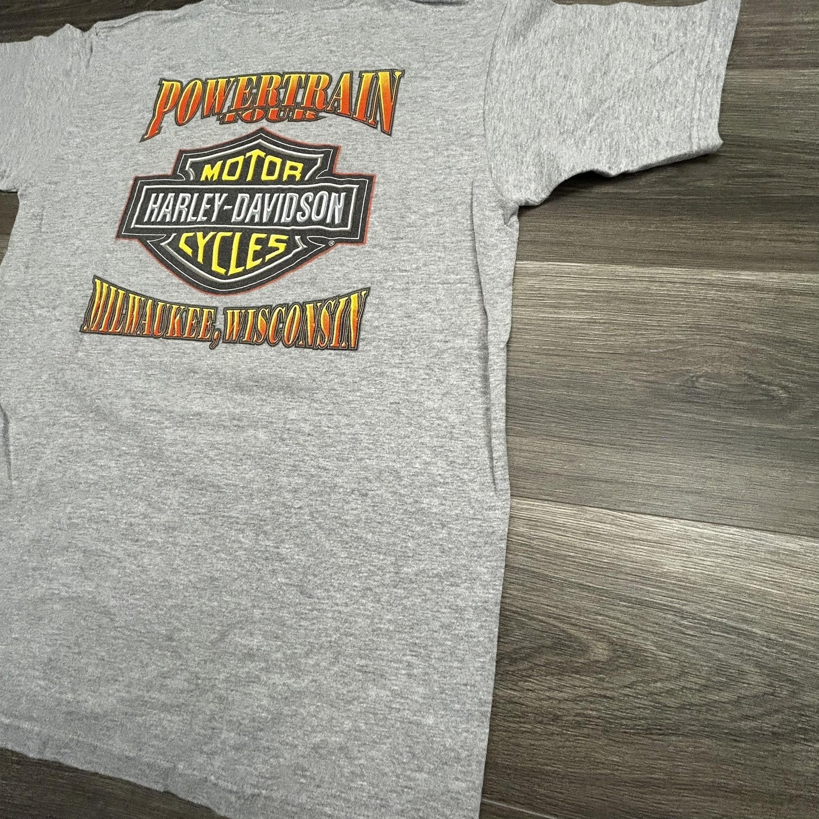 Vintage Harley Davidson Shirt Mens Large Gray Eagle Powertrain Tour 1999 USA 90s