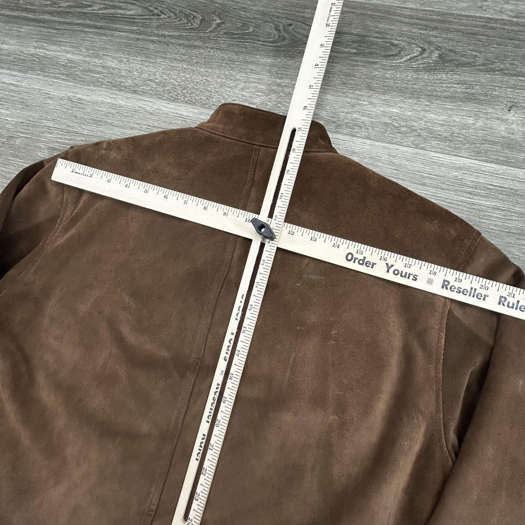 Vintage Polo Ralph Lauren Suede Leather Jacket Mens Large Brown Moto Wool Lined