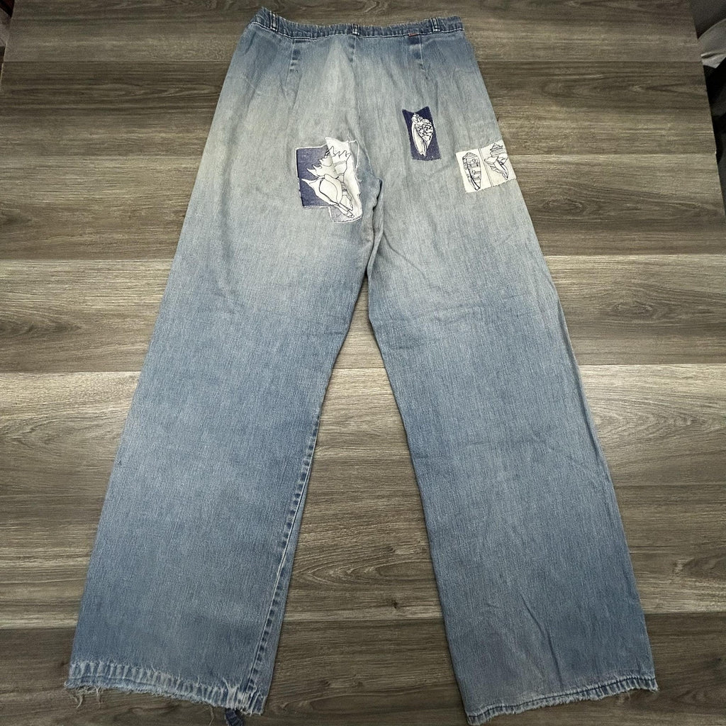 Vintage 70s Levis Jeans 32x32 Blue Wide Leg Flare Bell Bottom Talon Orange Tab