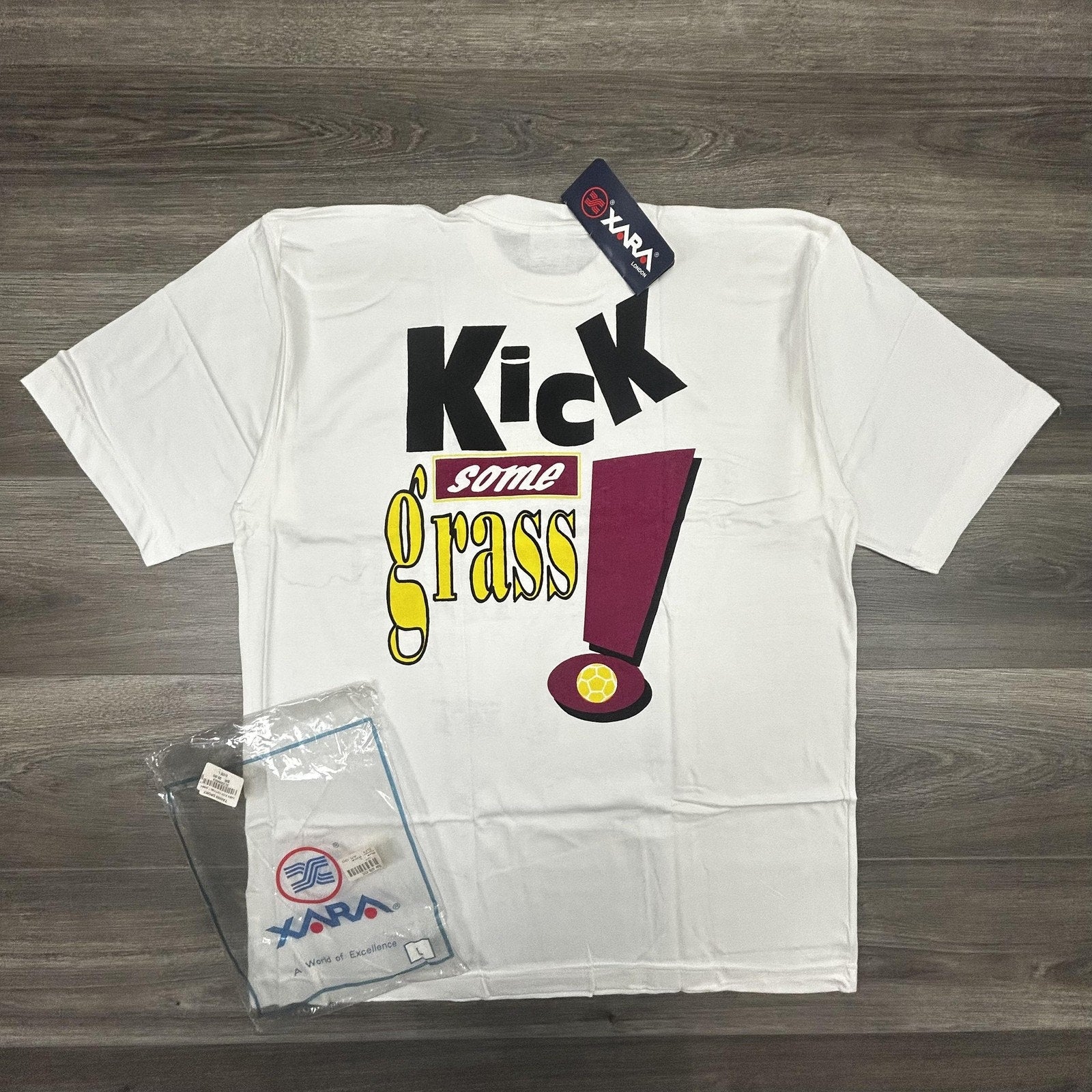 Vintage World Cup Shirt Mens Large White Xara Soccer Trash Talk Deadstock 90s