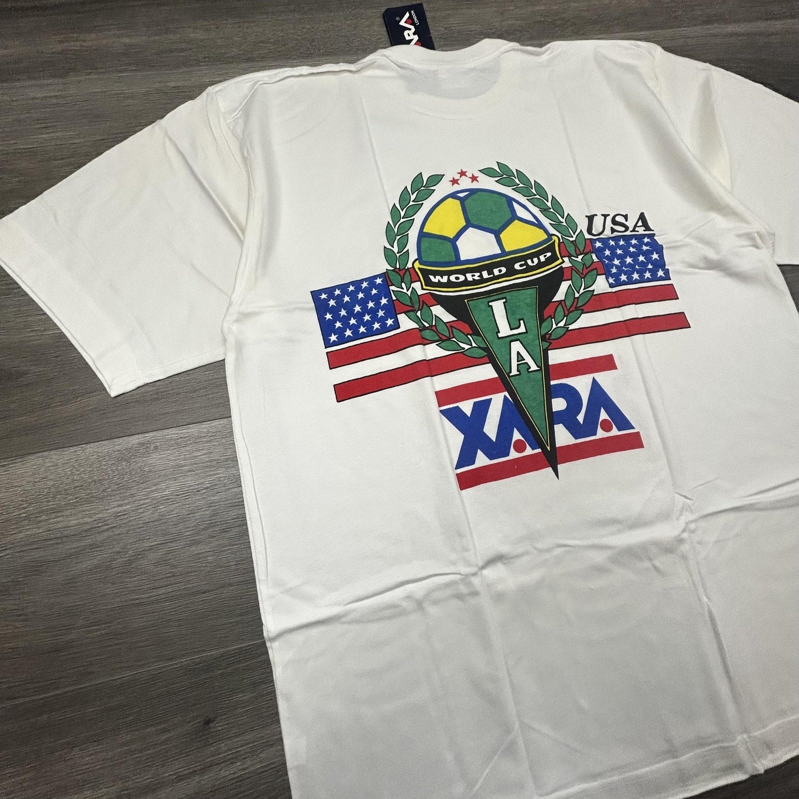 Vintage World Cup Shirt Mens Large White Team USA Los Angeles Xara Soccer 90s