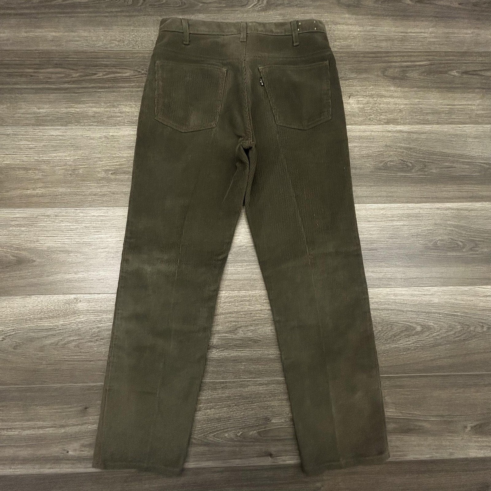 Vintage Levis Sta-Prest Corduroy Pants Mens 32x30 Green Straight Talon Zip Big E 70s