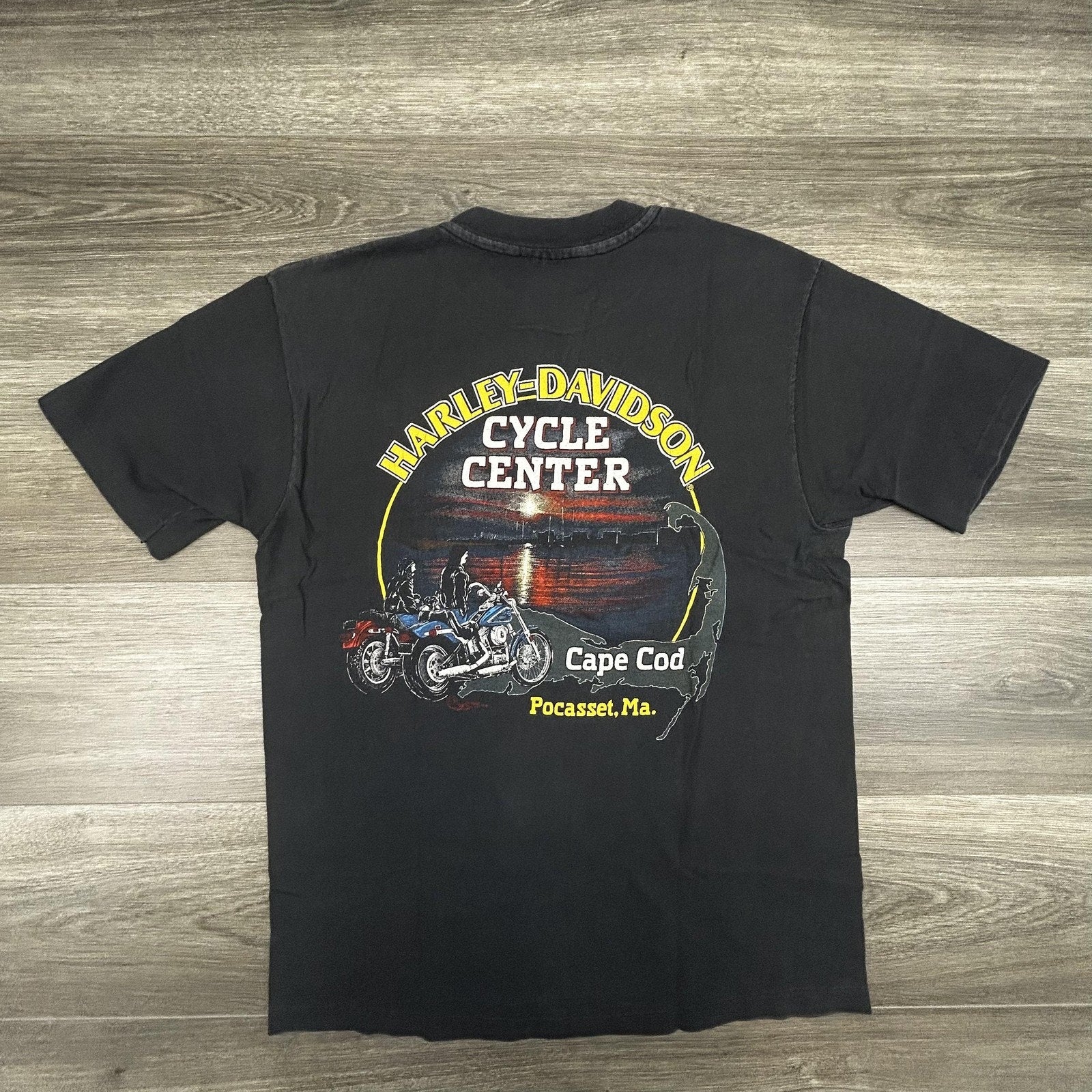 Vintage 80s Harley Davidson Shirt Mens Large Black Single Stitch Faded Made USA