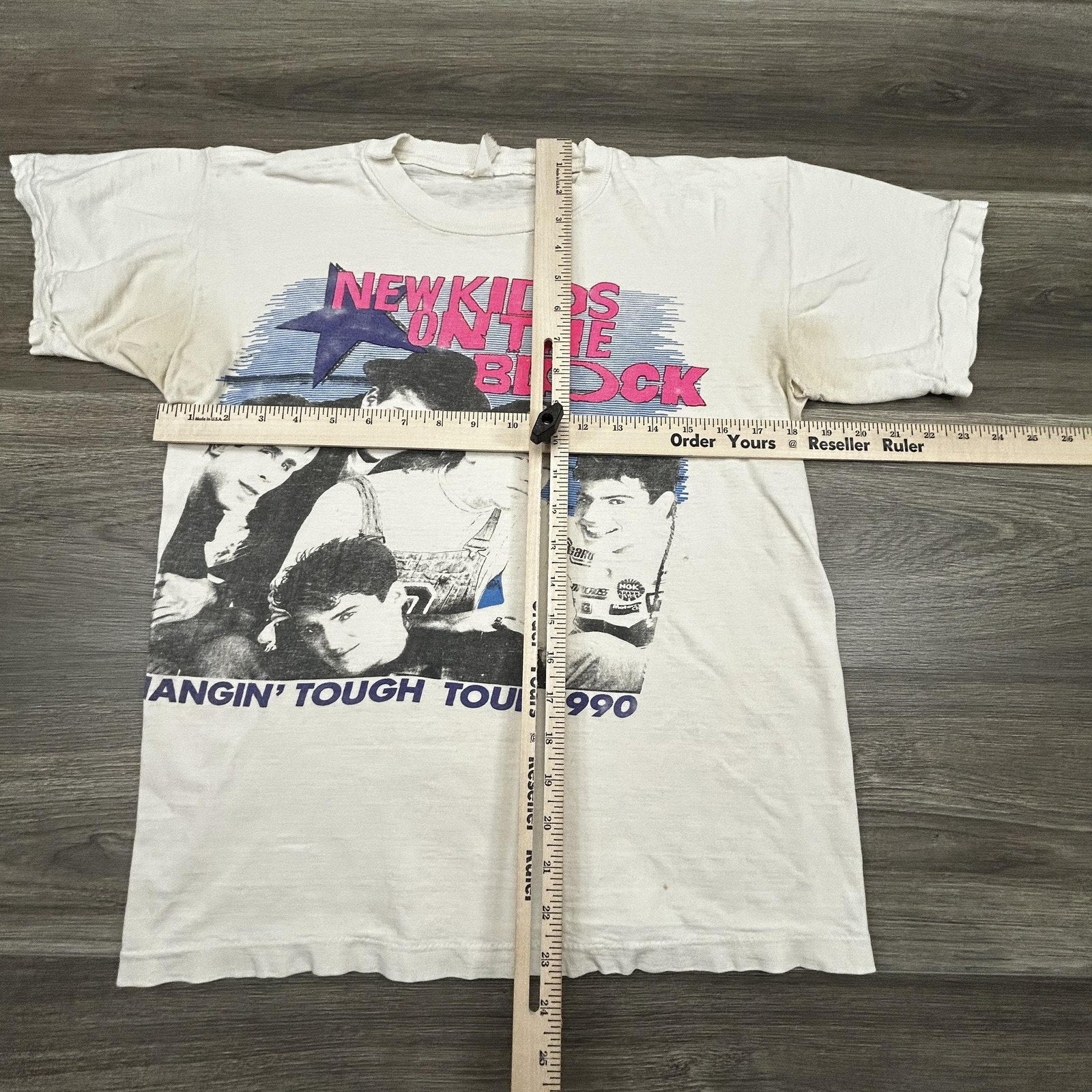 Vintage New Kids On The Block Shirt Mens Small White Hangin Tough Faded 90s USA