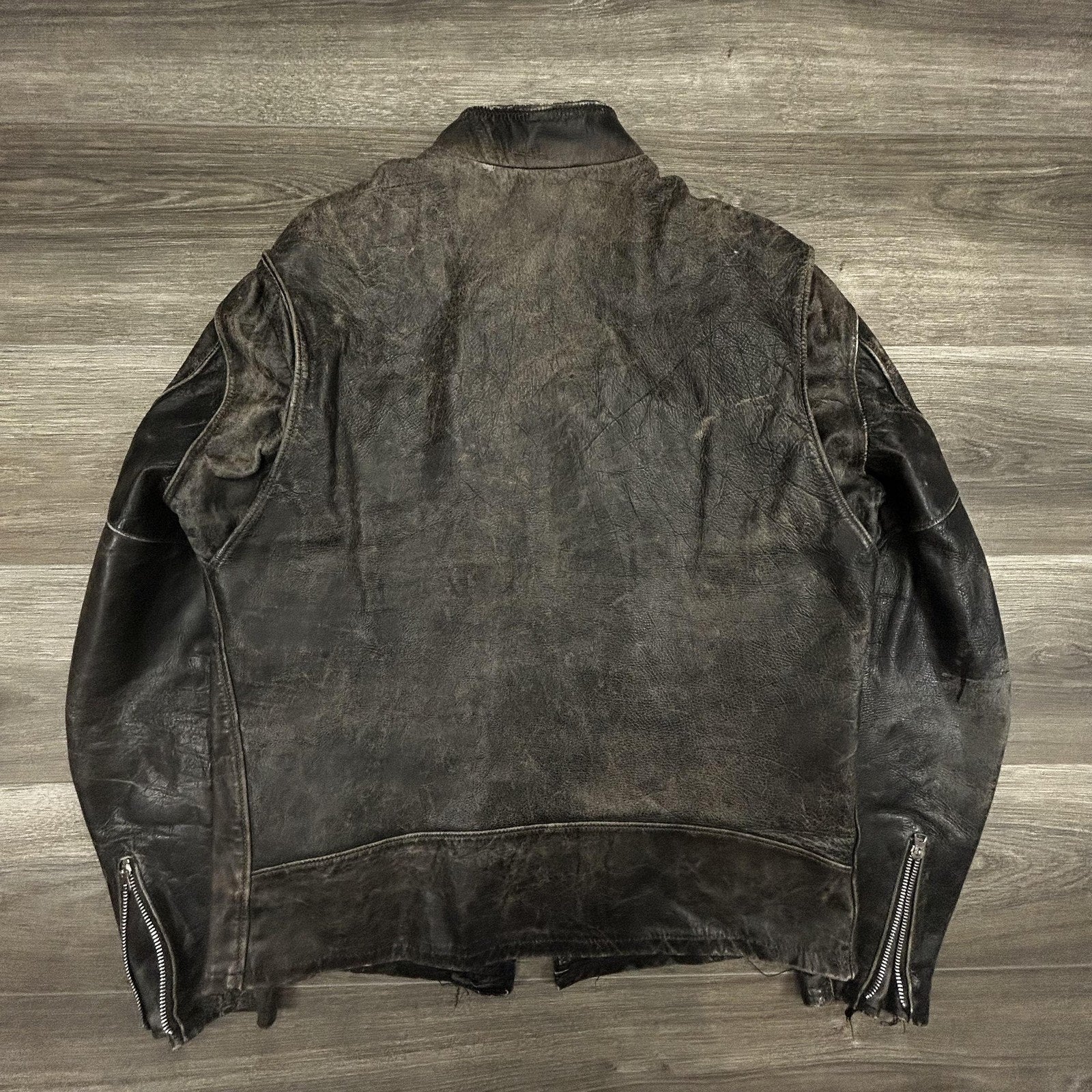 True Vintage 50s Brooks Motorcycle Leather Jacket Large Talon Zipper Biker Cafe