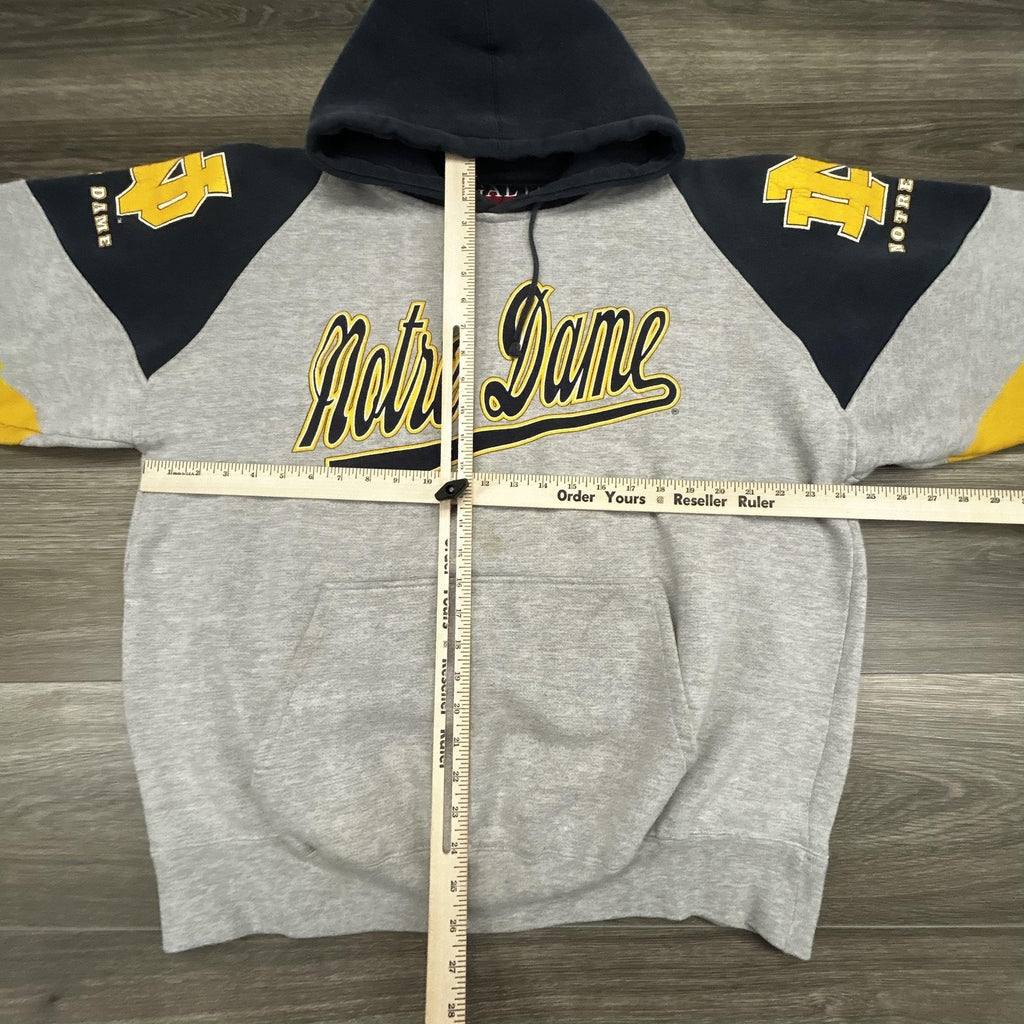 Vintage Notre Dame Fighting Irish Hoodie Mens XL Gray Football Sweatshirt 90s