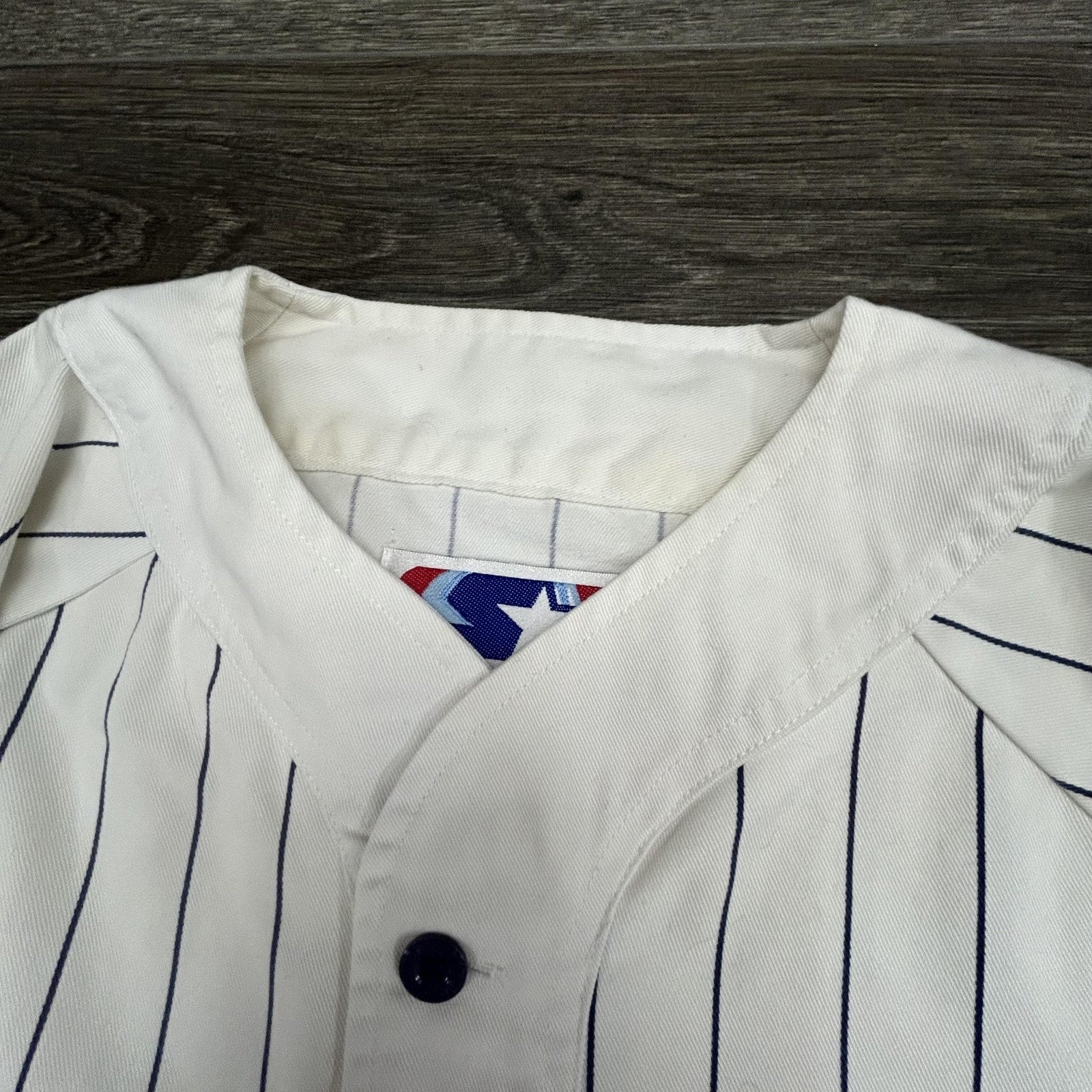 Vintage New York Yankees Jersey Mens Large White Pinstripe Baseball Starter 90s