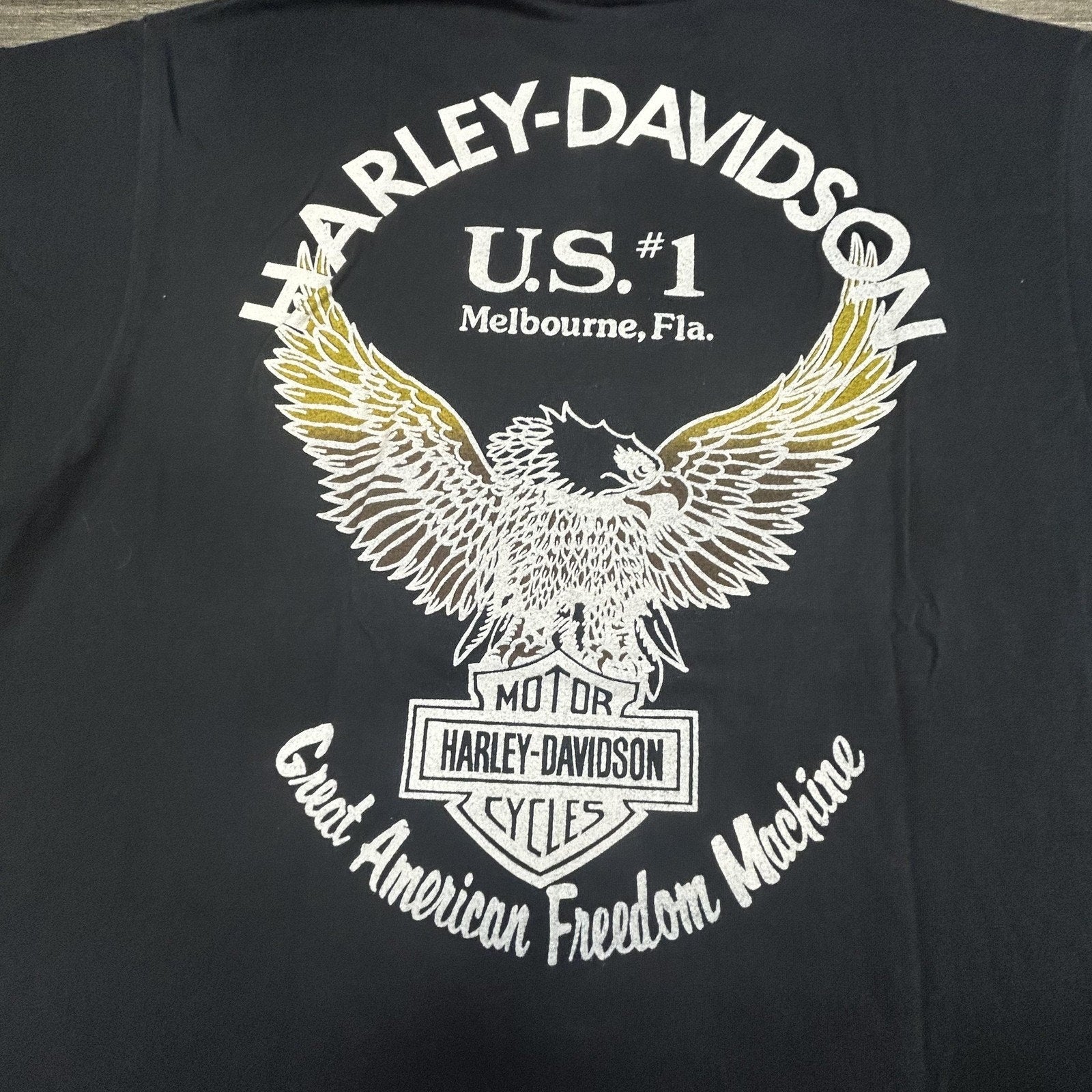 Vintage 80s Harley Davidson Shirt Mens Large Black Single Stitch Eagle Made USA